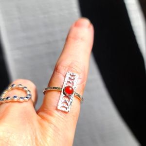 Carnelian moon phase sterling silver ring size 7.5